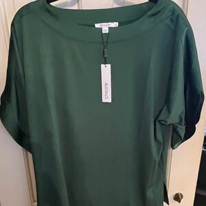 Chicos, short sleeve, green rayon blouse, size M, NWTO